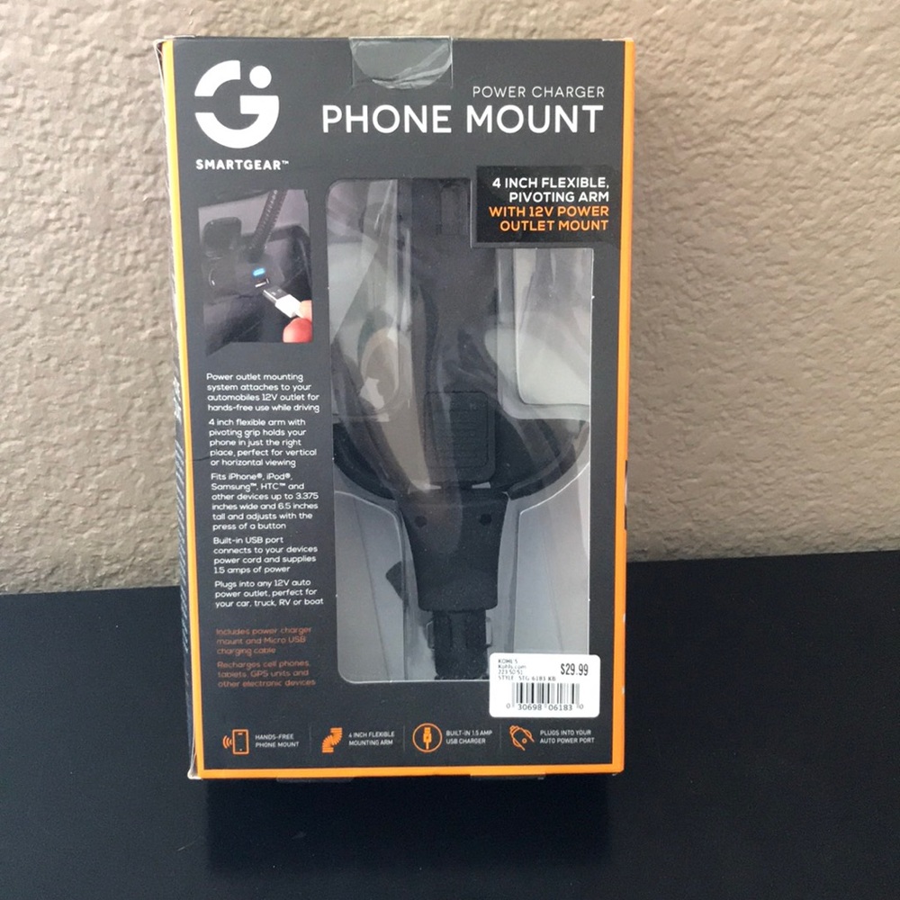 Phone mount/USB charger